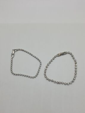 Source Unknown Silver Crystal Tennis Bracelet Pair